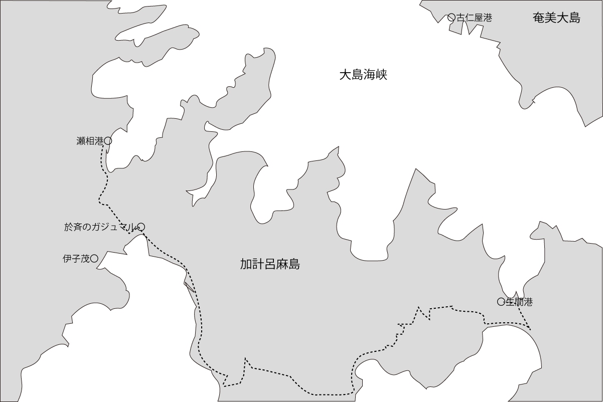 加計呂麻島 フェリー 路線バス旅 マップ 大島海峡 古仁屋港